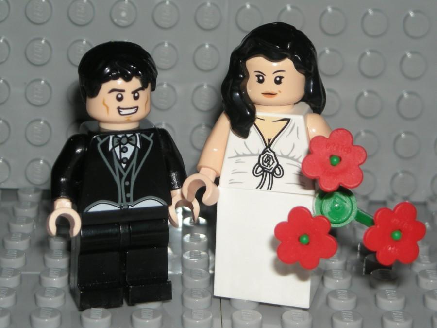 Свадьба - LEGO Bride Groom Minifigures Flesh Figures Black Hair WEDDING CAKE Topper New