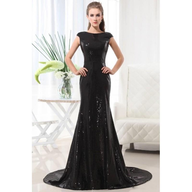 Hochzeit - 2017 Amazing Mermaid Black Bateau Dresses With Lace&Embrodiery Full Length Sweep Train online In Canada Prom Dress Prices - dressosity.com