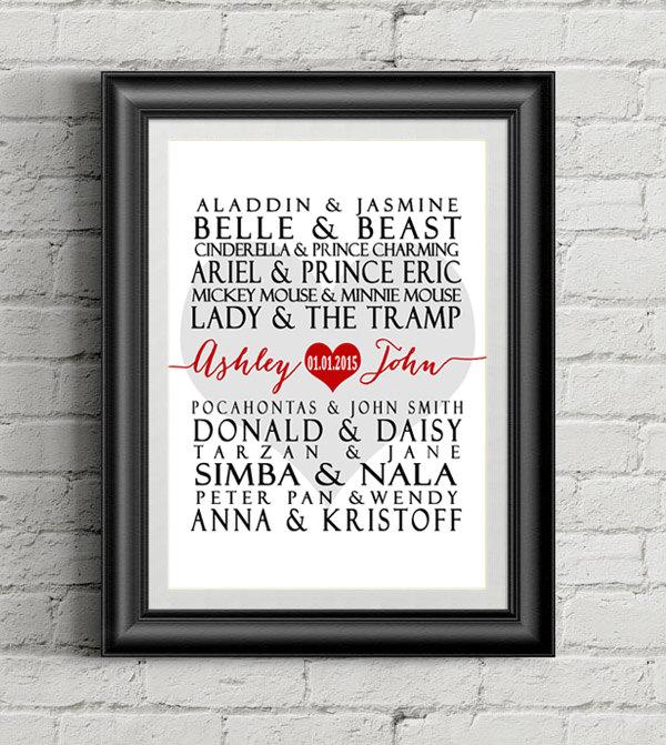 زفاف - Disney Couples - Wedding/Wall Art Printable