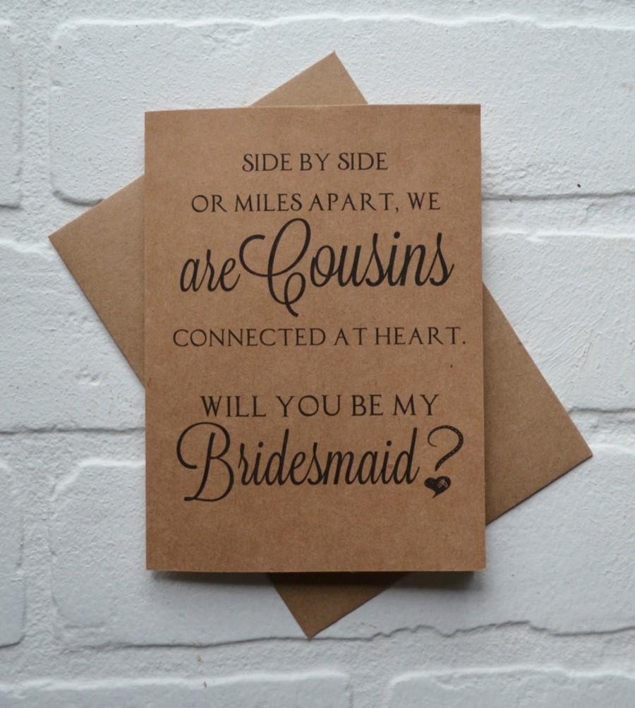 زفاف - Will you be my BRIDESMAID SIDE by side or miles apart we are COUSINS connected at heart bridesmaid cards cousin card bridal proposal wedding