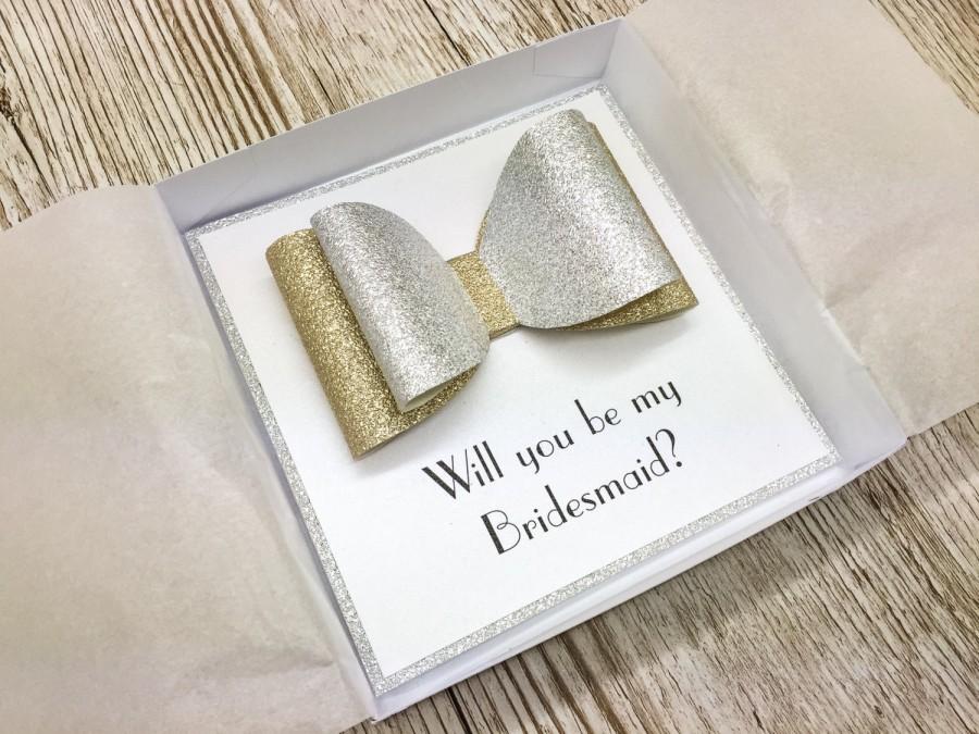Свадьба - Luxury Handcrafted Will You Be My Bridesmaid Bow Card - Bridesmaid Proposal Card - Bridesmaid Invitation