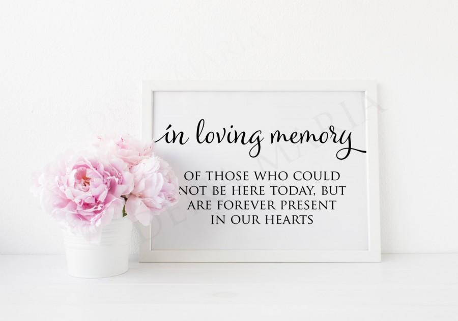 Свадьба - In Loving Memory Wedding Sign - In Loving Memory Wedding Download - Instant Download - Printable Wedding Sign
