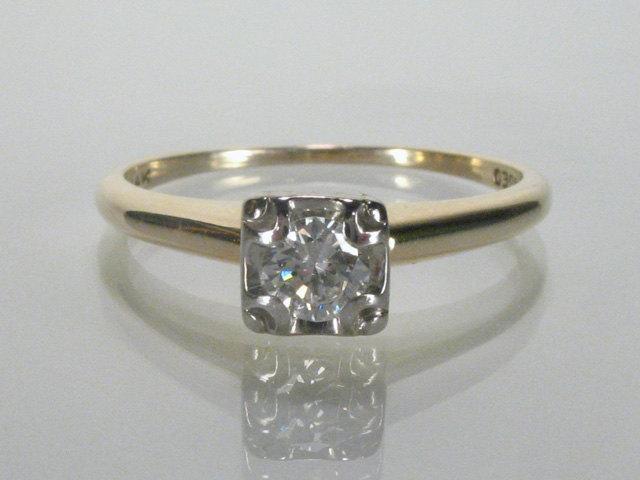 Wedding - Vintage Diamond Engagement Ring - Antique Illusion Head Solitaire - 0.20 Carats