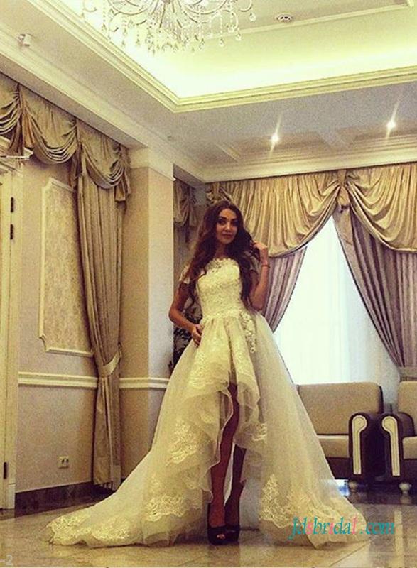 زفاف - Stunning high low hemline organza wedding dress