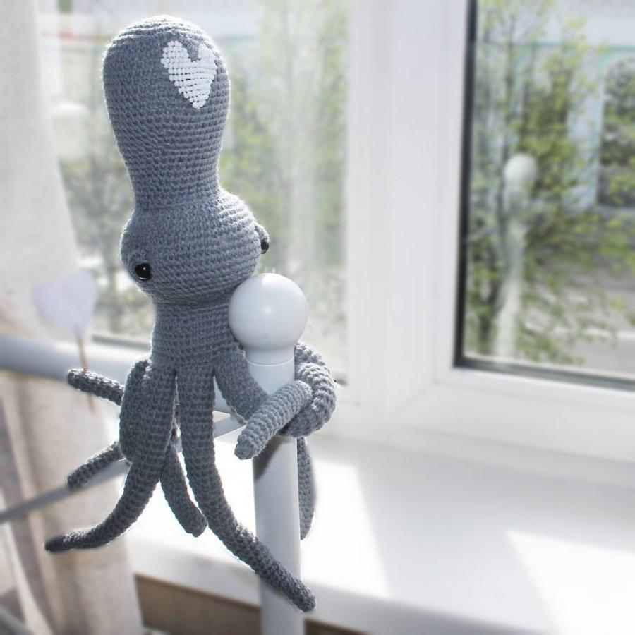 Wedding - Octopus stuffed toy doll  knitted octopus crochet octopus hand knit toy grey octopus funny toy octopus doll fuzzy octopus toy cute octopus