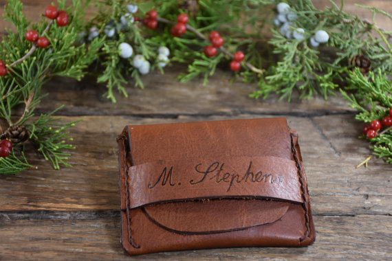 Mariage - Christmas Gifts Personalized Leather Wallet Handmade Mens Wallet Flap Wallet Slim Credit Card Wallet