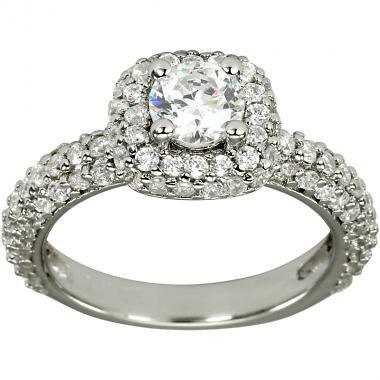 Wedding - Pave Diamonds Engagement Ring 1/2 Carat Round In Round Diamond Ring 14k Gold