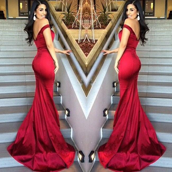 زفاف - Elegant Mermaid Prom/Evening Dress - Red off the Shoulder for Party