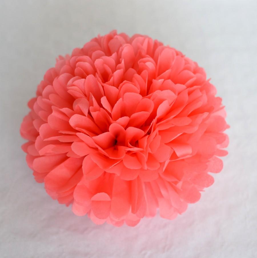 زفاف - Coral tissue paper Pom Poms - wedding party pompoms / wedding decorations /