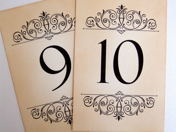 Mariage - Wedding Table Numbers, Wedding Table Signs, Reception Table Numbers, Wedding Table Decoration Signage, Vintage Style Number, Matching Items