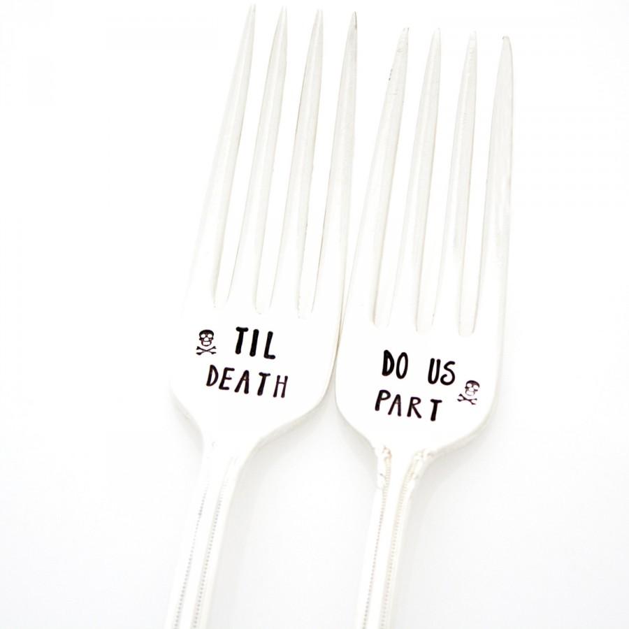 Mariage - Til Death Do Us Part. Halloween Wedding Forks. Fall Wedding Silverware by Milk & Honey ®