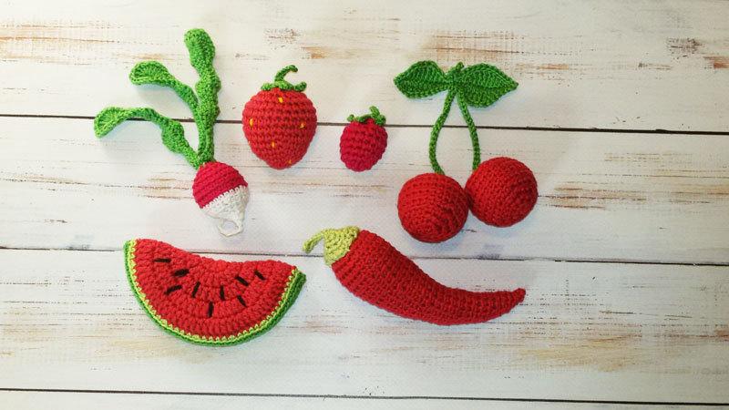 Wedding - Crochet Vegetables Fruits Kitchen Decor Christmas gift Housewarming gift Gift for Her Home decor Rustic decor  Chef's Gift  Vegan Red Kids