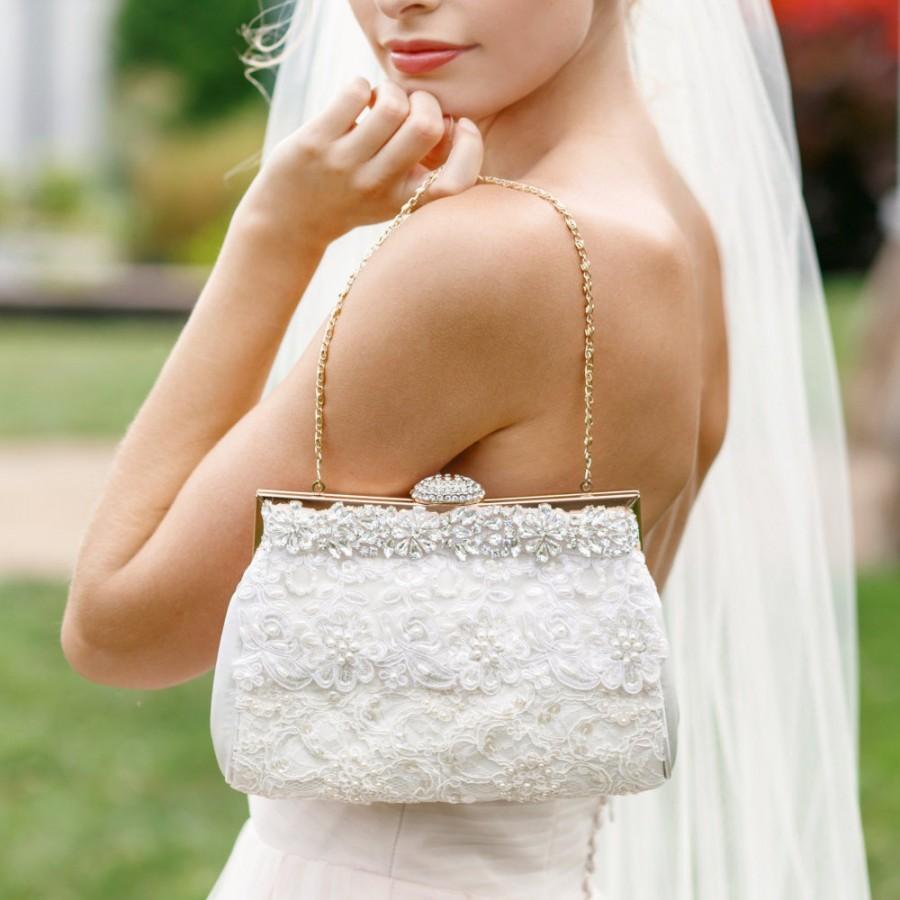 Mariage - Bridal Clutch, Bridal Clutch Purse, Wedding Clutch, Bridal Purse, Beaded Clutch, Bridesmaid Clutch, Bridal Accessories, Lace Clutch