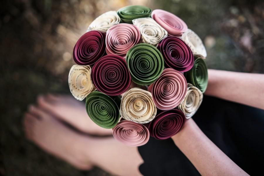 زفاف - Bridal Bouquet - Paper Flower Bouquet - Wedding Bouquet - Bridesmaid Flowers - Wedding Bouquet Alternative - Bridal Flowers - Moss Green