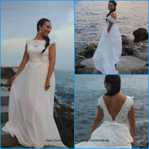 Mariage - Boho wedding dress , wedding dress , lace wedding dress , bohemian wedding, beach wedding dress , hippie wedding dress , fairy wedding dress