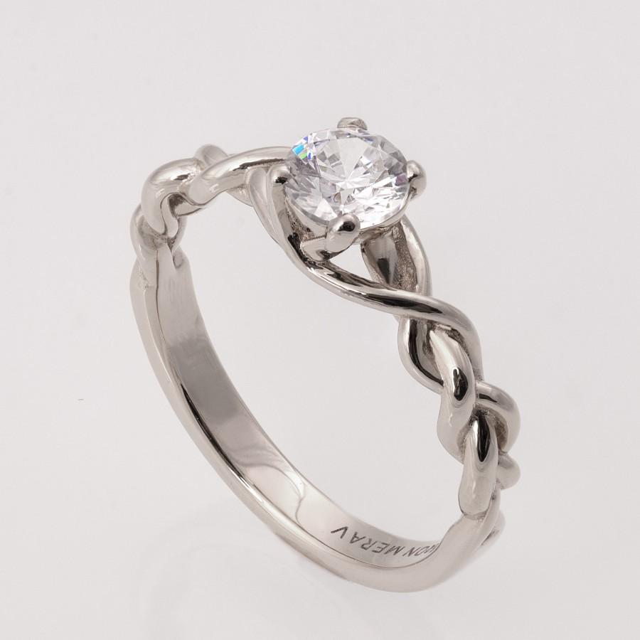 زفاف - Braided Engagement Ring No.2 - 14K White Gold and Diamond engagement ring, engagement ring, wedding band, stackable ring, celtic ring