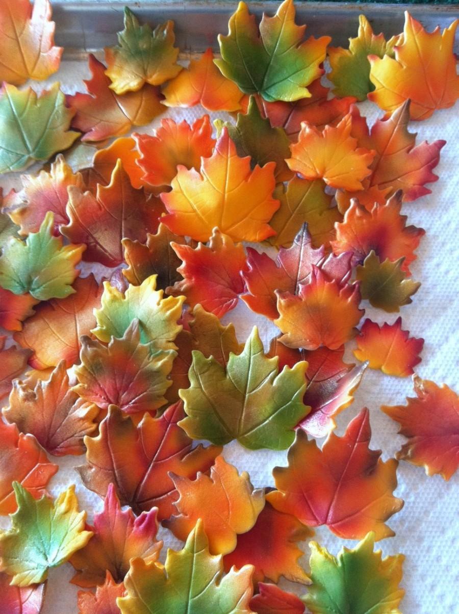 Wedding - Gum Paste Fall Leaves Edible Cake Decorations