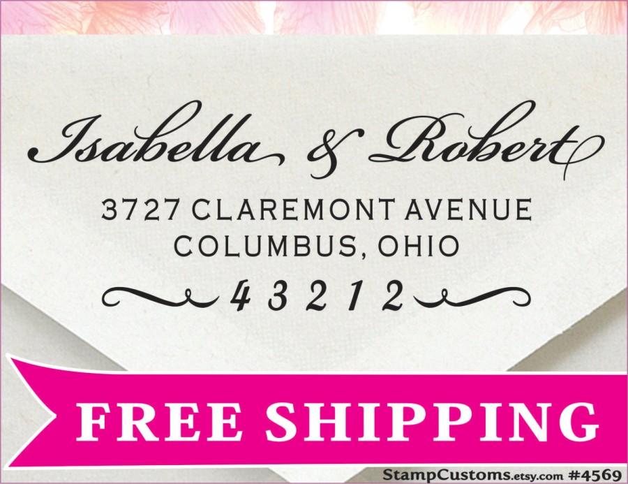 Wedding - Address Stamp  - FAST Custom Return Address Stamp - Wedding Calligraphy Address (4569)