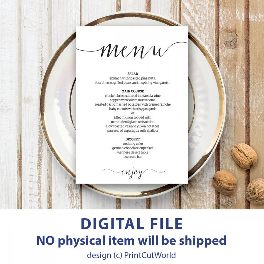 زفاف - Wedding menu template 5x7 Rustic wedding menu printable Instant downolad Editable menu cards Kraft menu cards Minimalist Modern