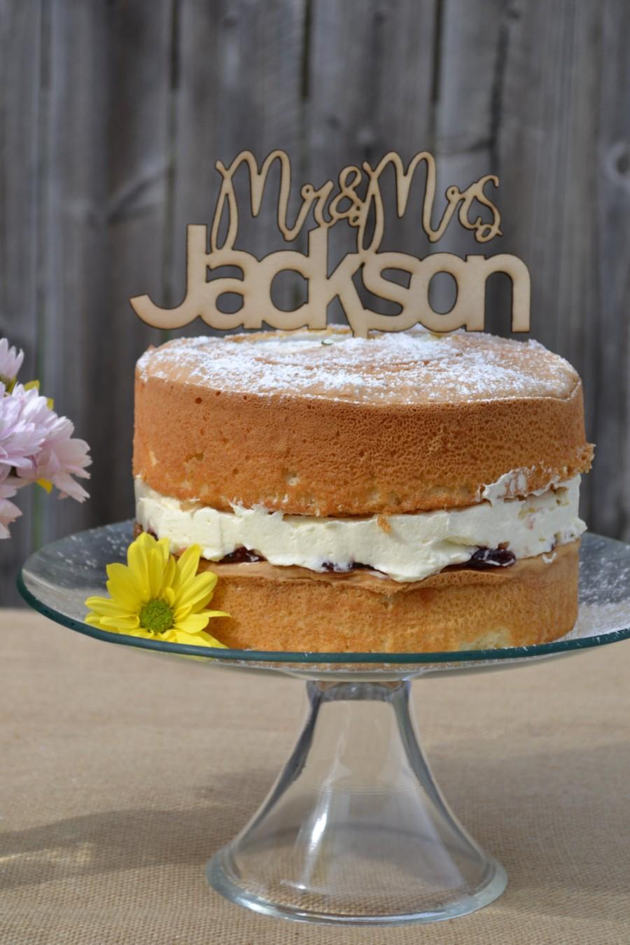 زفاف - Wedding Cake topper - LARGE Personalised Mr and Mrs - wood - etched