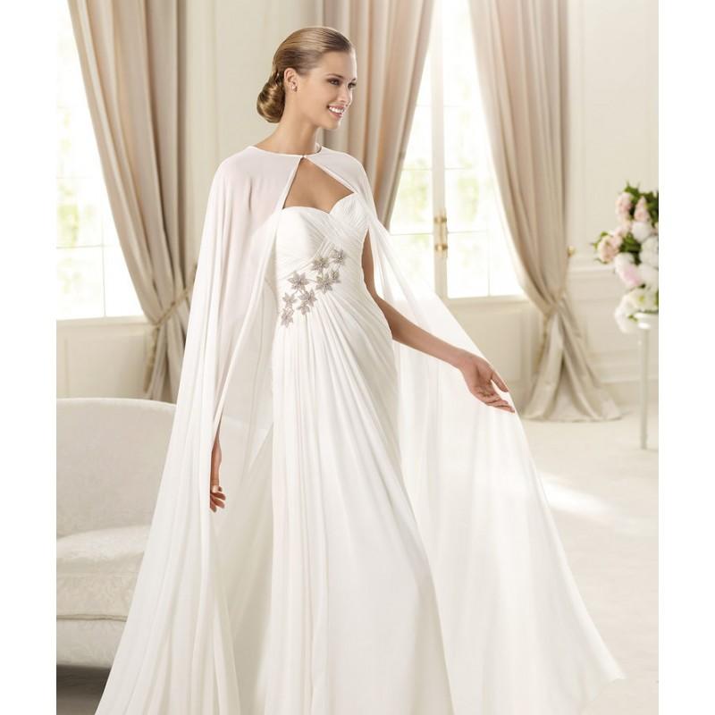 Mariage - Elegant A-line Strapless Beading Sweep/Brush Train Chiffon Wedding Dress - Dressesular.com