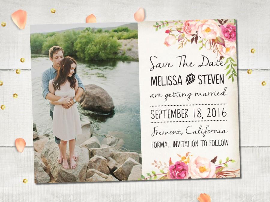 Wedding - Save The Date Magnet, Rustic Whimsical Floral Save The Date Magnet, Flowers Save The Date Magnet, 4.25" x 5.5" Photo Magnets (FloralDream)