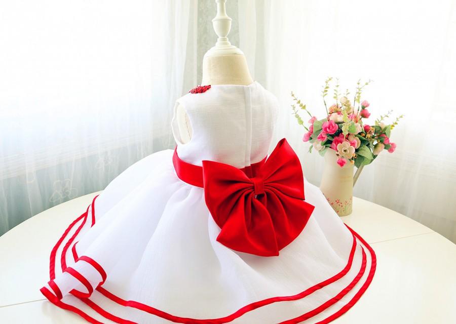 Свадьба - Christmas Red Toddler Girl Christmas Dress, Baby Easter Dress, Infant Pageant Dress, Baby Birthday Dress, Theme Party Dress, PD103-1