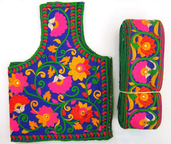 زفاف - Colorful Embroidery Blouse with saree border  - Sari Blouse - Saree Blouse - Sari Top - For Women - Designer saree Blouse - Designer Blouse