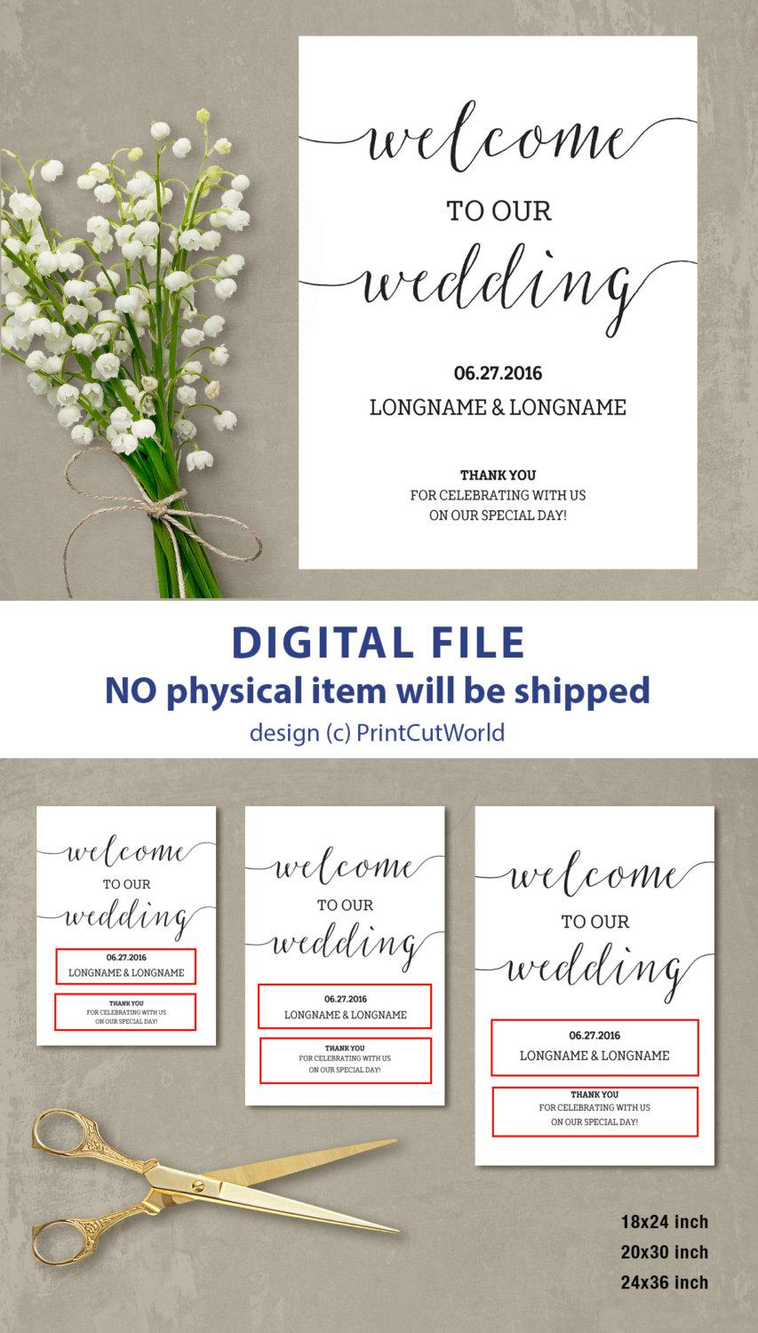 Hochzeit - Welcome wedding sign Welcome wedding template Welcome sign wedding Minimalist Modern Printable Wedding Poster Board  Script font DIY PDF