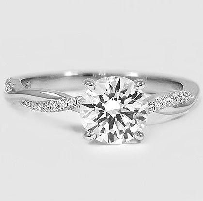 Wedding - 18K White Gold Petite Twisted Vine Diamond Ring