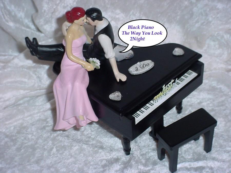 Mariage - Black Baby Grand Piano Music lover Couple Look of Love Fun I Only Got Eyes for you Babe Musical Wedding Cake Topper Mr Love Mrs Decoration