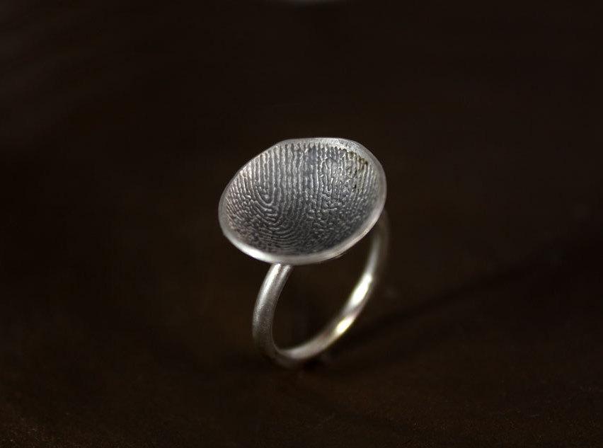Wedding - Fingerprint ring Personalised finger print ring Unique engagement ring or promise ring