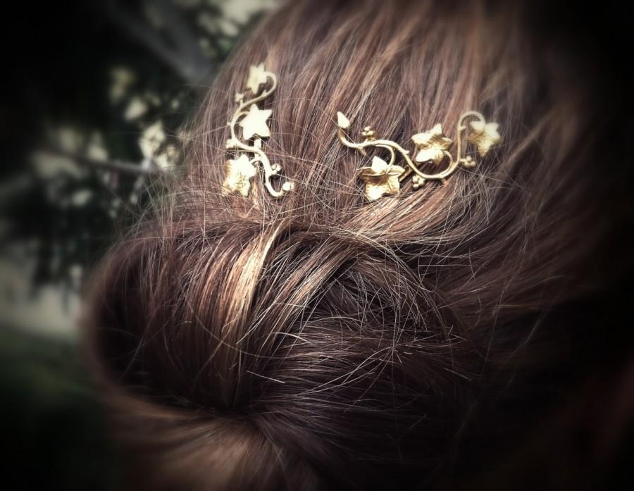 Hochzeit - Ivy Leaf Vines Hair Pins Gold Ivy Leaf Bobby Pins Leaf Hair Clip Hair Accessories