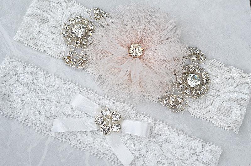 Свадьба - SALE vintage garter , bridal garter, wedding garter, garter , lace garter, flower garter set