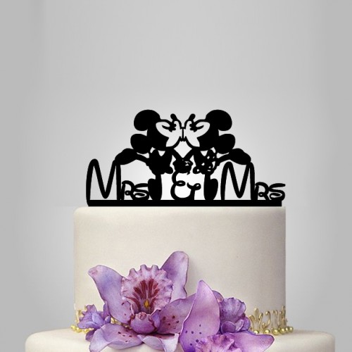 Свадьба - Disney cake topper with Mrs and mrs, minnie and mickey mouse