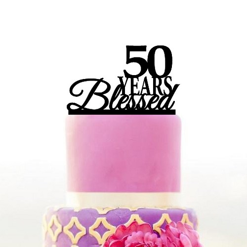 زفاف - Anniversary cake topper, 50 years blessed cake topper