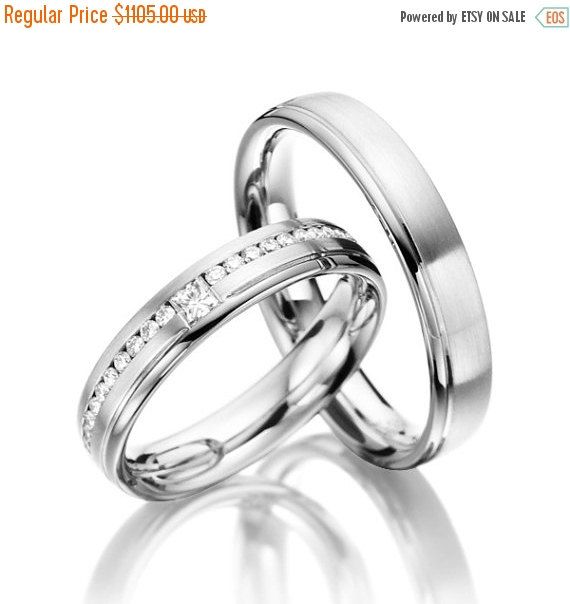 Wedding - Matching Wedding Bands His And Hers With Diamonds Around The Band