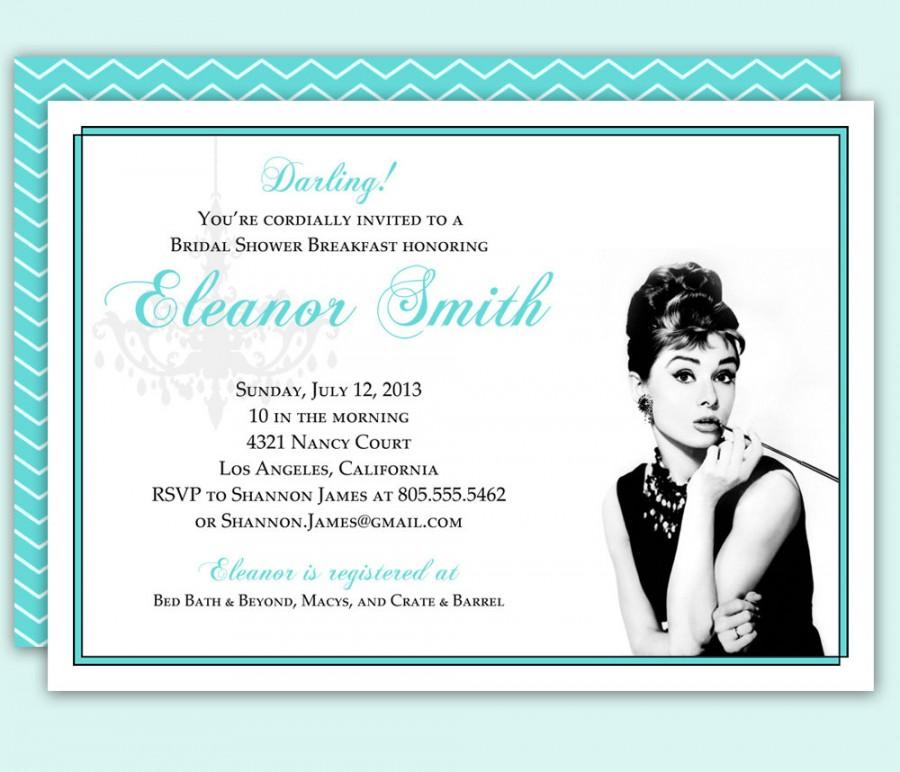 Wedding - Breakfast at Tiffany's Bridal Shower Birthday Party Invitation Custom Download