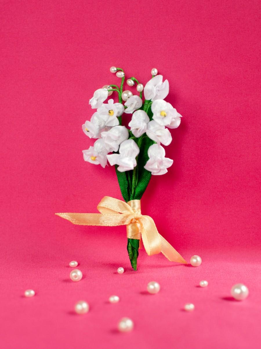 زفاف - Brooch Lily of the valley  Gift for women floral accessory floral jewelry gift for her brooch for women flower