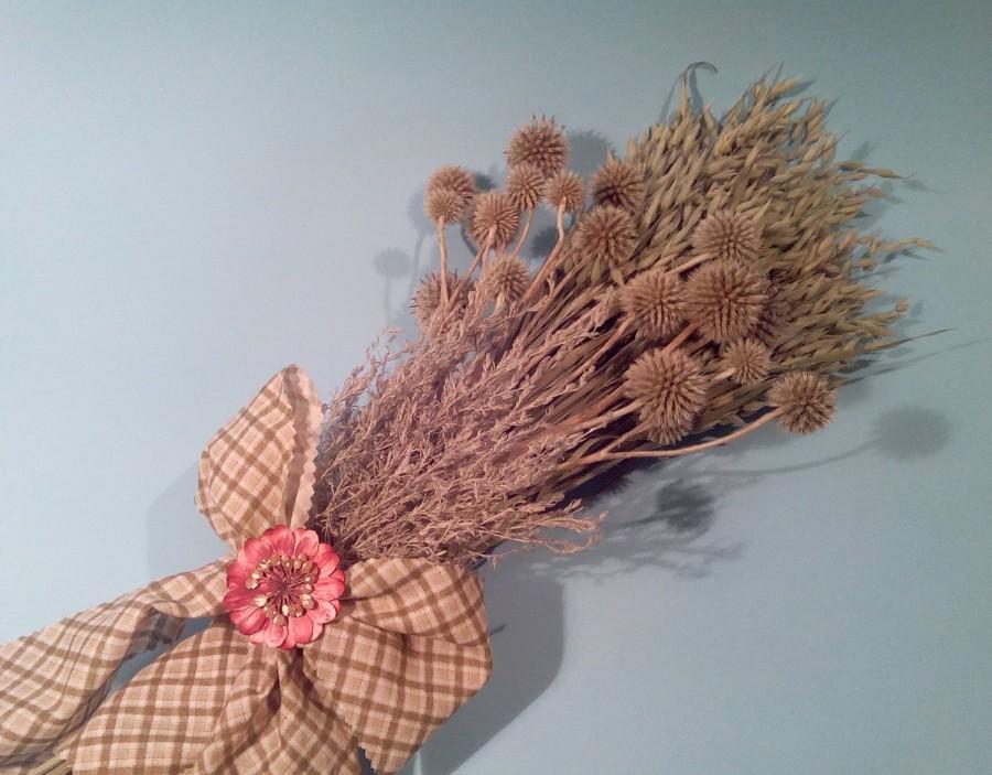 Wedding - Dried flowers wedding bouquet wedding boquet with dried thistle globes oats and sagebrush for rustic wedding wheet bouquet bridal wildflower