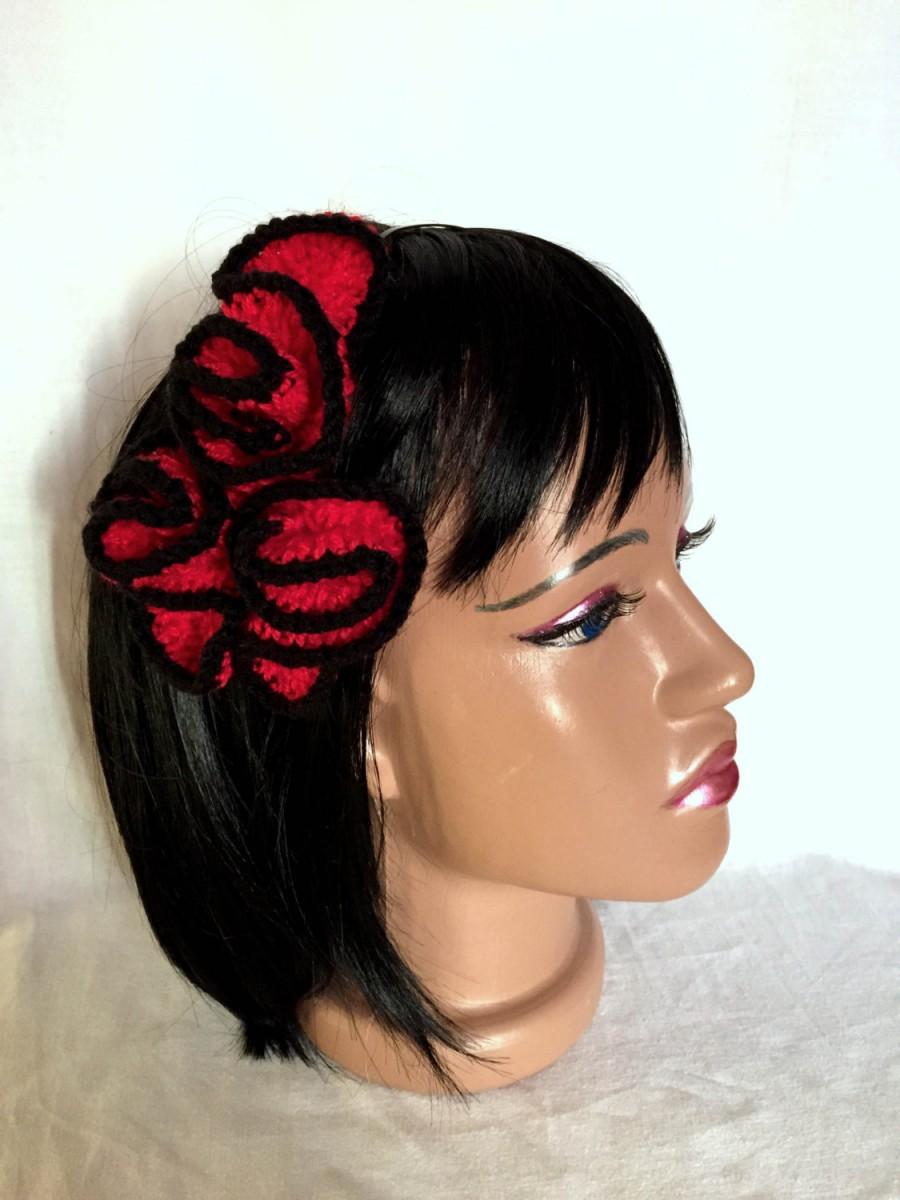 Mariage - Valentine's Gift Red and black headband knitting headband metal headband  fairytale headband wedding girls hair accessories gift for girls