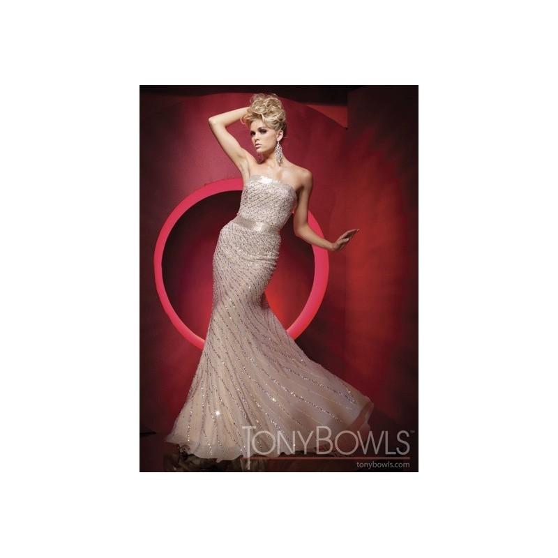 Hochzeit - Nude Beaded Chiffon Tony Bowls Collection Pageant Dress 111C20 - Brand Prom Dresses