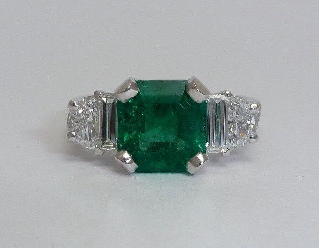 Mariage - LAYAWAY RESERVED Exceptional 2.89ct Emerald & Diamond Ring in Platinum