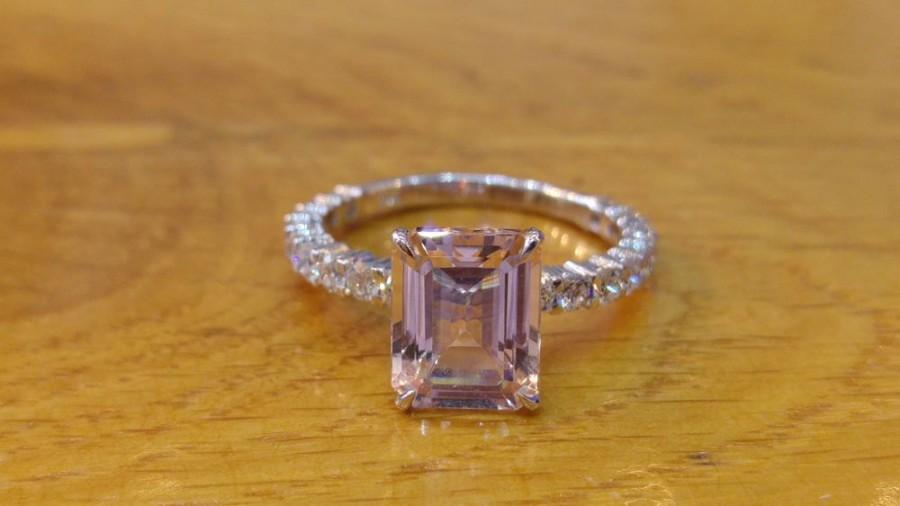 زفاف - Art Deco Engagement Ring, Morganite Ring, 14K White Gold Ring, 2.9 TCW Morganite Engagement Ring, Vintage Rings, Unique Rings