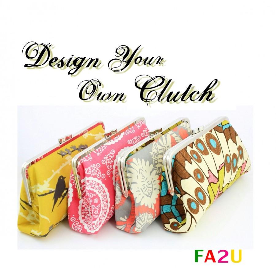 Wedding - Design your own clutch - 8 inch clutch - Bridesmaid clutch - over 300 fabulous fabrics to choose from