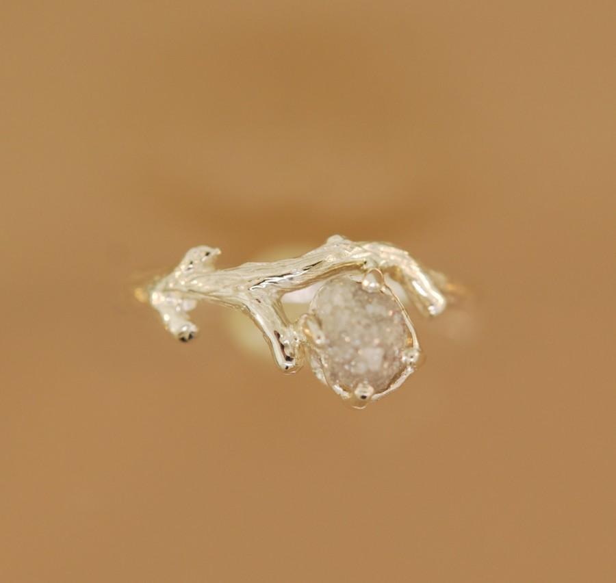 Свадьба - Bud Branch with Rough Diamond,raw diamond ring, engagement ring, twig diamond ring, twig rough diamond ring, rough diamond ring,