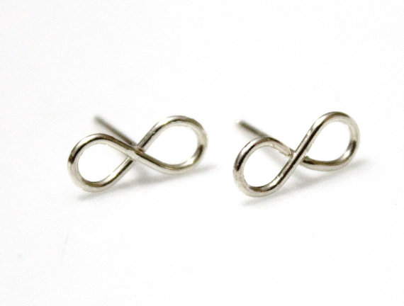 Hochzeit - Infinity stud earrings, sterling silver post earrings, small post earrings, silver stud earrings, infinity earrings, infinity studs