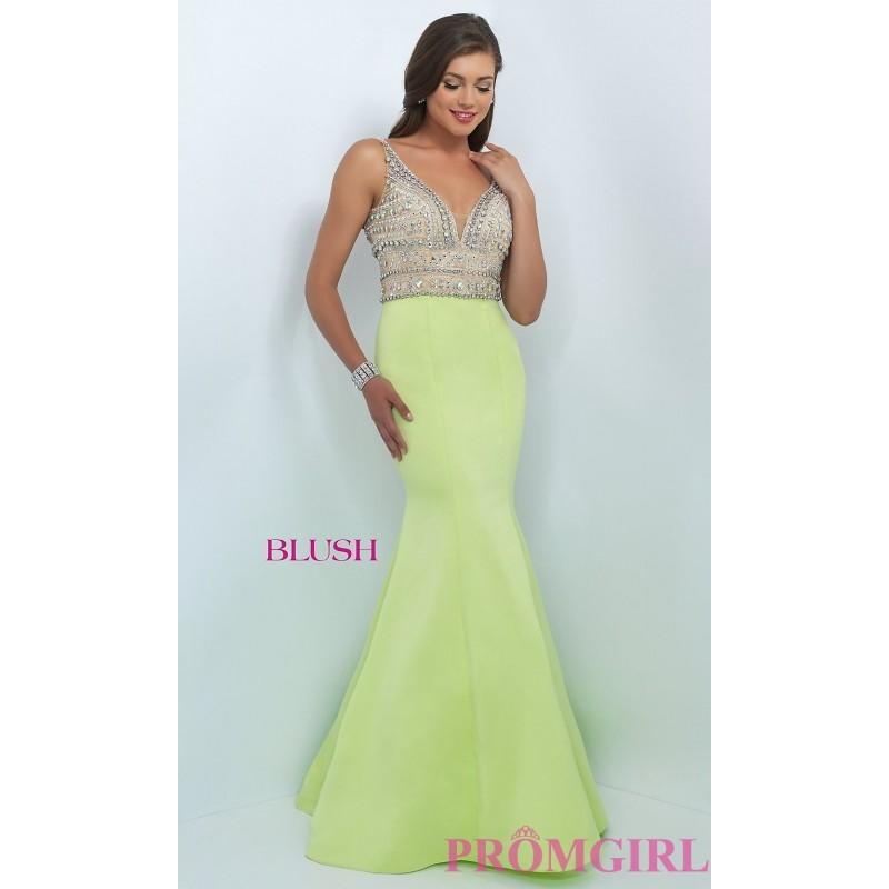 زفاف - Open Back V-neck Long Blush Prom Dress - Discount Evening Dresses 