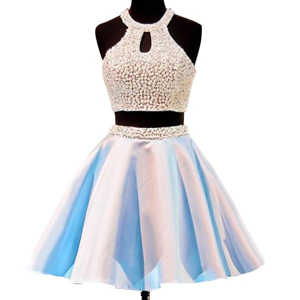 Mariage - Hot-selling Two-Pieces Short Open Back Jewel Sleeveless Homecoming Dess with Pearls