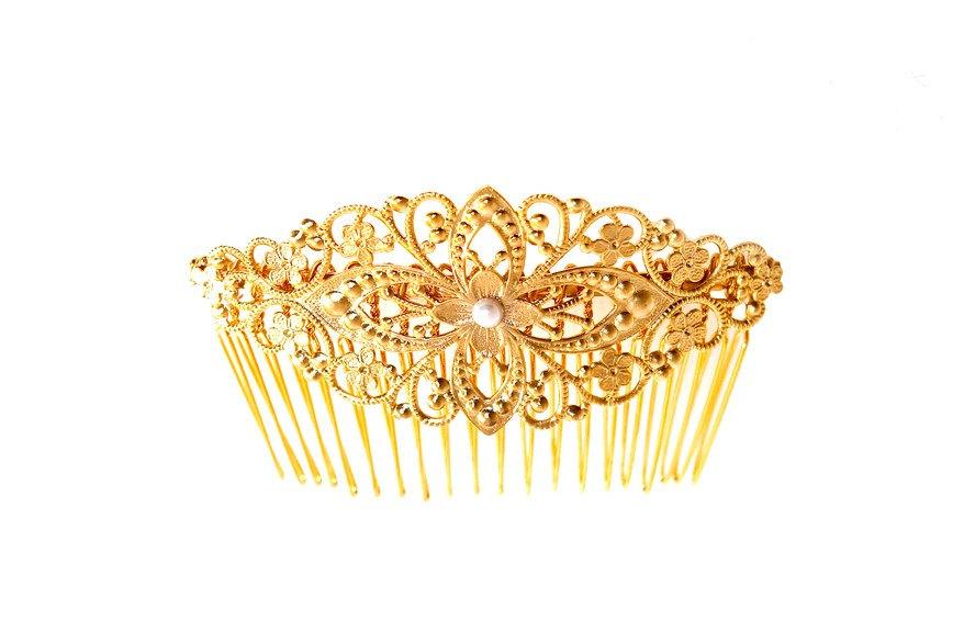 Wedding - Grand Marquis Hair Comb, Bridal Hair Accessory, Wedding Comb, Gold Bridal Comb, Bridesmaid Headpiece, Gold Lace Comb
